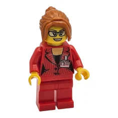 LEGO Reporter, donna, capelli arancione scuro con frange laterali, occhiali, blazer…