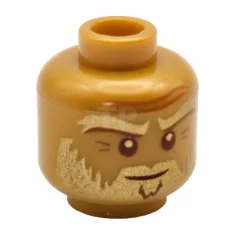 LEGO Minifigure, tête sourcils dorés, barbe et queue de cheval tressée…