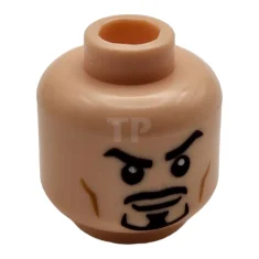LEGO Minifigur, Kopf Beidseitig schwarze Augenbrauen und Ziegenbart, hochgezogene Augenbraue /…