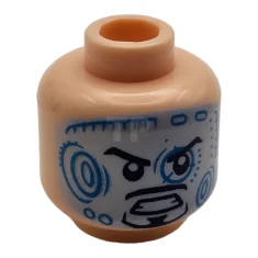 LEGO Minifigur, Kopf Beidseitig schwarze Augenbrauen und Ziegenbart, hochgezogene Augenbraue /…