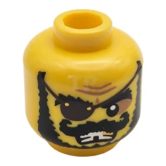 LEGO Tête de figurine avec cache-œil et motif de dent manquante.