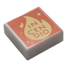 LEGO Tile 1 x 1 with 'INCENDIO' Background Pattern