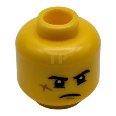 LEGO Minifigur, Kopf Beidseitige schwarze Augenbrauen, Wangennarbe, breites Lächeln mit Zähnen…