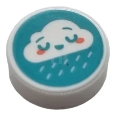 LEGO Tile 1 x 1 Round with Rain Cloud Pattern