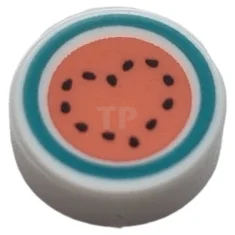 LEGO Fliese 1 x 1 Rund mit Wassermelonen-Muster