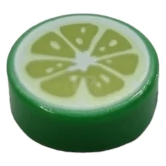 LEGO Tile 1 x 1 Round with Lime Slice Pattern