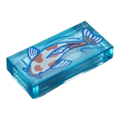 LEGO Tile 1 x 2 with Koi Fish Pattern
