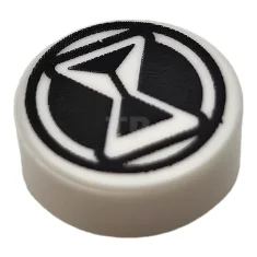 LEGO Carreau 1 x 1 rond avec motif en sablier.