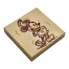 LEGO Tile 2 x 2 with Mickey Mouse Sketch Drawing Pattern