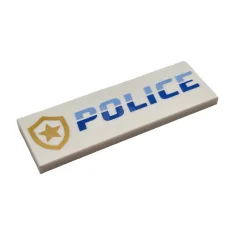 LEGO Tile 2 x 6 with  'POLICE' and Badge Pattern