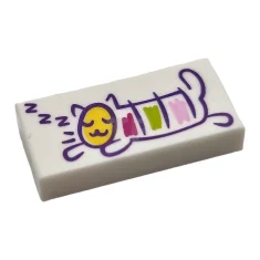 LEGO Piastrelle 1 x 2 con motivo di gatto addormentato