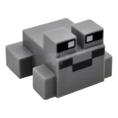 LEGO Minecraft Kikker met zwart-witte ogen, donkerblauw-grijs mondpatroon