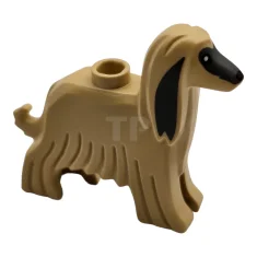 LEGO Hond, Afghaanse windhond met donkergrijs blauwachtig gezicht en oren, zwarte…