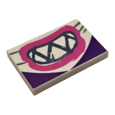 LEGO Tile 2 x 3 with Mouth with Sharp Teeth Pattern…