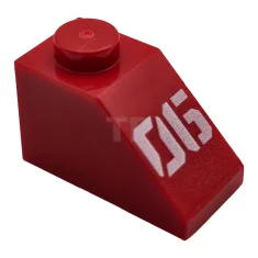 LEGO Pendenza 45 2 x 1 con motivo '06' bianco