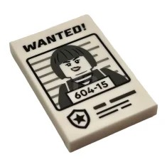 LEGO Tile 2 x 3 with 'WANTED!' Minifigure Mugshot Pattern