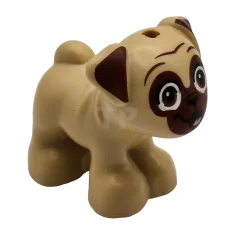 LEGO Hond, Friends, Mopshond, staand met roodbruin gezicht met snuit, oren…