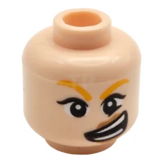 LEGO Minifigure, tête femme yeux larges, lèvres orange foncé, large rictus…