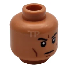 LEGO Minifigur, Kopf Schwarze Augenbrauen, Oberlider, dunkelorangefarbene Wangenlinien und Kinngrübchen, Sternmuster…