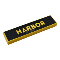 LEGO Tile 1 x 4 with 'HARBOR' on Black Background Pattern