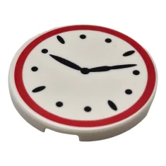 LEGO Tile, Round 3 x 3 with Clock Face with Red…