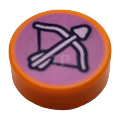 LEGO Fliese 1 x 1 Rund mit Pfeil und Bogen-Muster