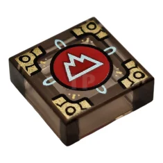 LEGO Fliese 1 x 1 mit metallisch hellblauem Berg auf rotem…