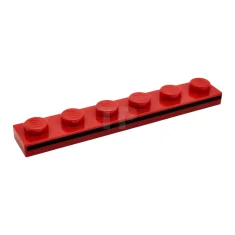 LEGO Platte 1 x 6 mit schwarzem Streifenmuster