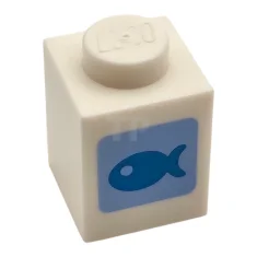 LEGO Steen 1 x 1 met vispatroon (Fish Bait)
