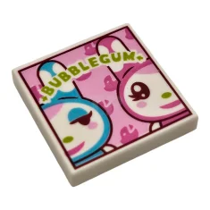 LEGO Tile 2 x 2 with Rabbits and 'BUBBLE GUM' Pattern…