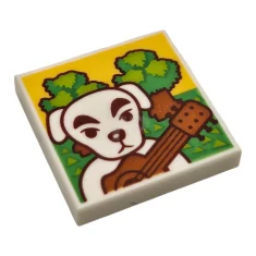 LEGO Tile 2 x 2 with White Dog Pattern (K.K. Slider…