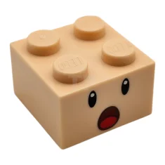 LEGO Brick 2 x 2 with Surprised Face Pattern (Toad Face)
