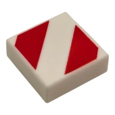 LEGO Tile 1 x 1 with Red Danger Stripes Pattern