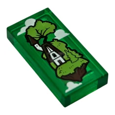 LEGO Baldosa 1 x 2 con dibujo de isla y cabaña