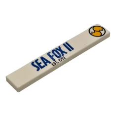 LEGO Tile 1 x 6 with Blue 'SEA FOX II', Black…