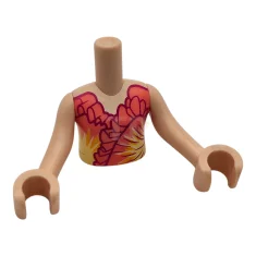 LEGO Torso Mini Pop Meisje Koraal Jurk Top met Donkerpaarse Ruches…