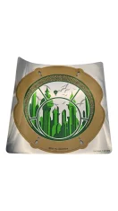 LEGO Plastic Round Leaded Window with Gold Frame, Green and Dark…