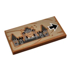 LEGO Tile 2 x 4 with Bowser Castle and Arrow Pattern