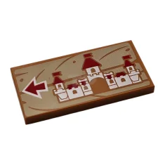 LEGO Tile 2 x 4 with Peach Castle and Arrow Pattern