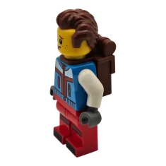 LEGO Toerist - Man, donker azuurblauw jack, rode benen met donkerrode…
