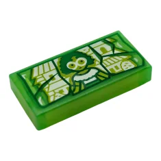 LEGO Fliese 1 x 2 mit grünen und hellgrünen Rissen, limonenfarbener…