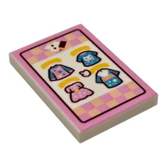 LEGO Carreau 2 x 3 avec motif publicitaire de vêtements.