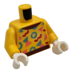 LEGO Torso con colletto e orlo marrone rossiccio, motivo a cerchi…