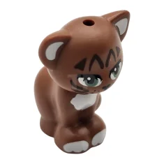 LEGO Kat, Friends-stijl, zittend met zandgroene ogen, donkerbruine gelaatskenmerken, neus- en…