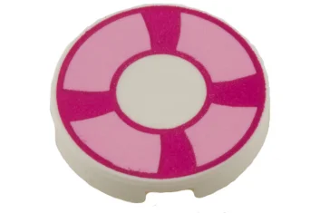 LEGO Tile, Round 2 x 2 with Life Preserver Pattern and…