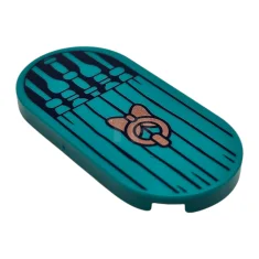 LEGO Tile 2 x 4 Oval with Door with Spindles Pattern