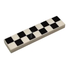 LEGO Tile 1 x 4 with Black Checkered Pattern