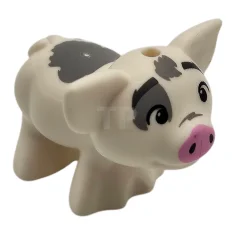 LEGO Pig, Friends Style with Dark Bluish Gray Eyebrows, Small Black…