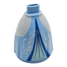 LEGO Mini poppenrok lang vol met witte heupen, metallic lichtblauw middenpaneel…