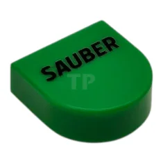 LEGO Fliese, rund 1 x 1 Halbkreis erweitert mit schwarzem "SAUBER"-Muster